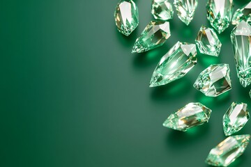 Sparkling Green Diamonds on a Lush Background