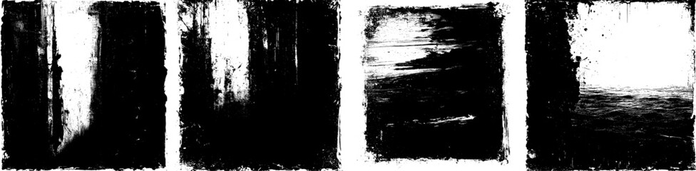 Black grunge boarder vector texture transparent background