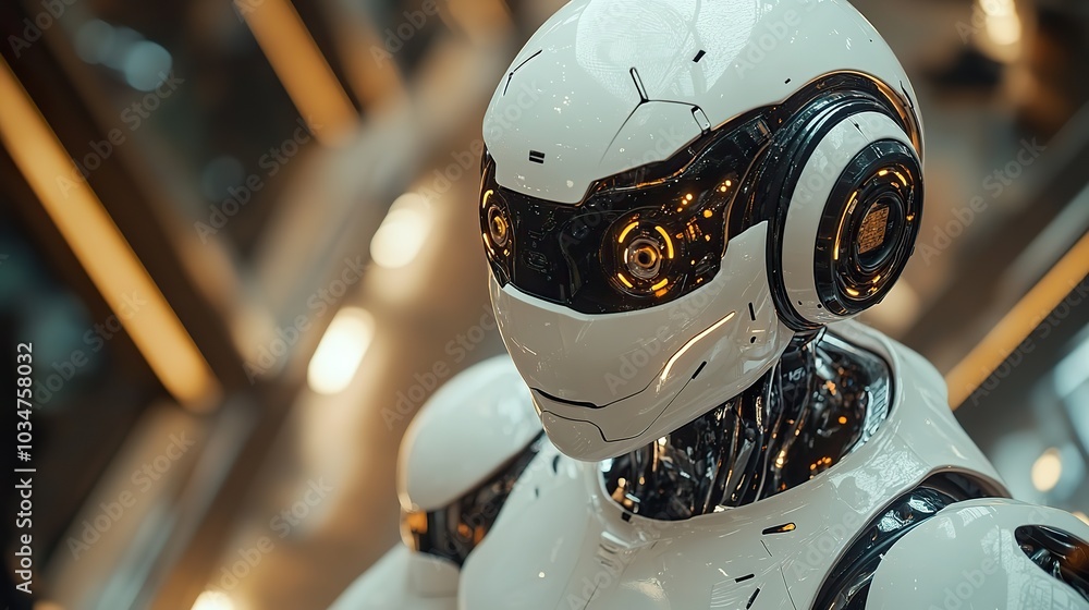 Poster futuristic robot assisting with daily tasks showcasing the integration of advanced automation in modern living.image
