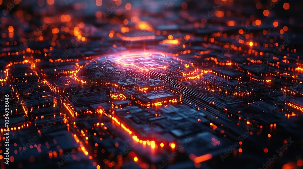Poster futuristic representation of big dat and artificial intelligence visuals of machine learning algorit