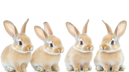 Cute Rabbits Sitting Together on a Transparent Background Generative AI