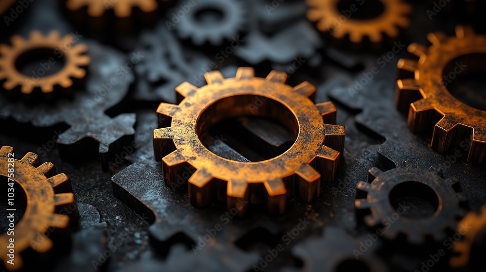 Poster gears symbolize effective time management and work efficiency emphasizing productivity and organizat