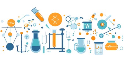 Abstract Illustration of Laboratory Equipment and Scientific Concepts