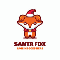 Vector Logo Illustration Santa Fox Mascot Cartoon Style