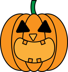 Simple and cute halloween icons of Pumpkin with a Grinning Face