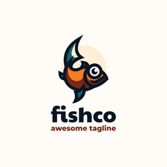 Vector Logo Illustration Fishco Simple Mascot Style