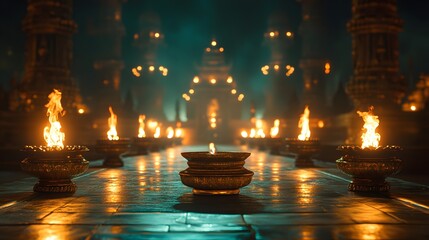 The Diyas or Indian style decorative lamps are characterized by their intricate designs using candles to illuminate the intricate patterns. They are often used during festivals such as Diwali.