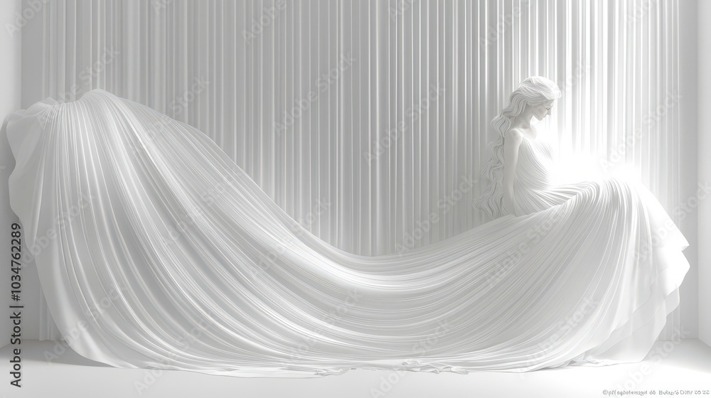 Poster elegant monochrome draping artistry in minimalist setting