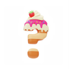Dessert 3D Letter Question Mark Symbol. 3D Icon