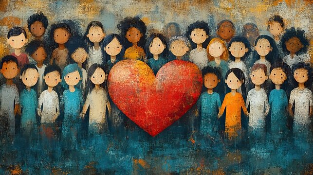heartwarmingdepicting diverse group of people holding heart the spirit of unity care and altruism resonating with the essence of charity.stock image