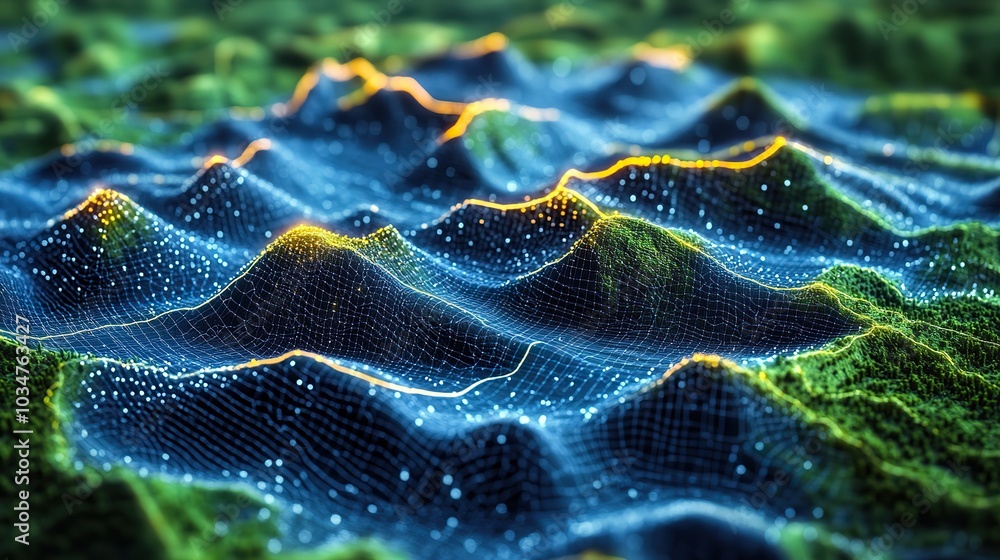 Poster high tech gis geodat mapping concept showcasing terrain model illustrating advanced geographic infor