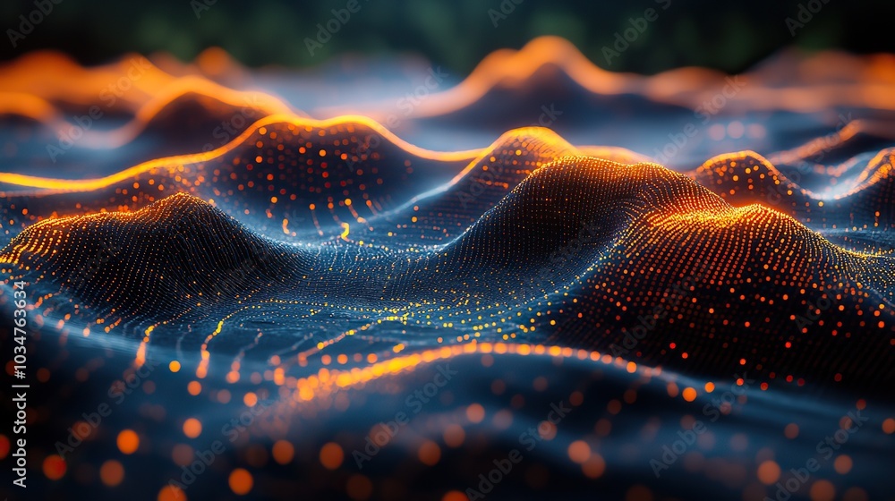 Poster holographic terrain model showcasing advanced gis geodat mapping concept in futuristic digital envir