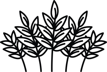 A drawing of a bunch of white and black flowers with leaves