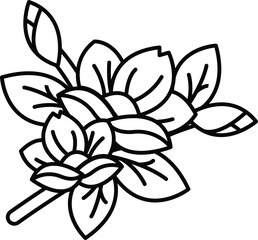 Fototapeta premium A drawing of a flower with leaves and petals