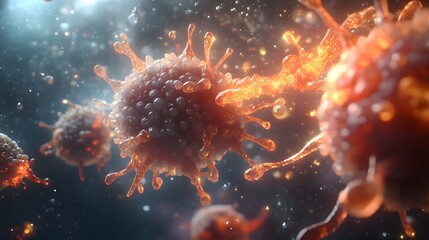 Cg render of t-cells or cancer cells. 