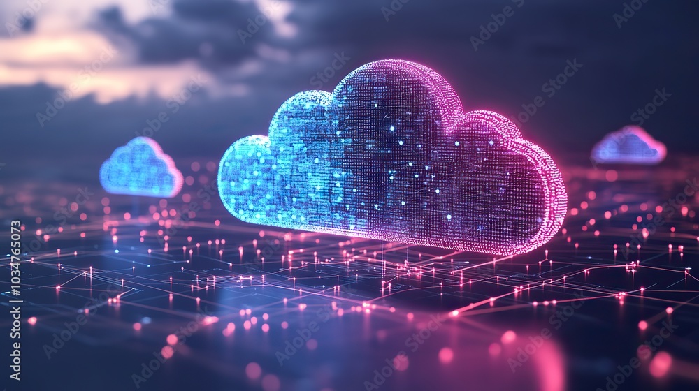 Poster cloud api integration with clouds dat streams and digital connections symbolizing seamless dat excha