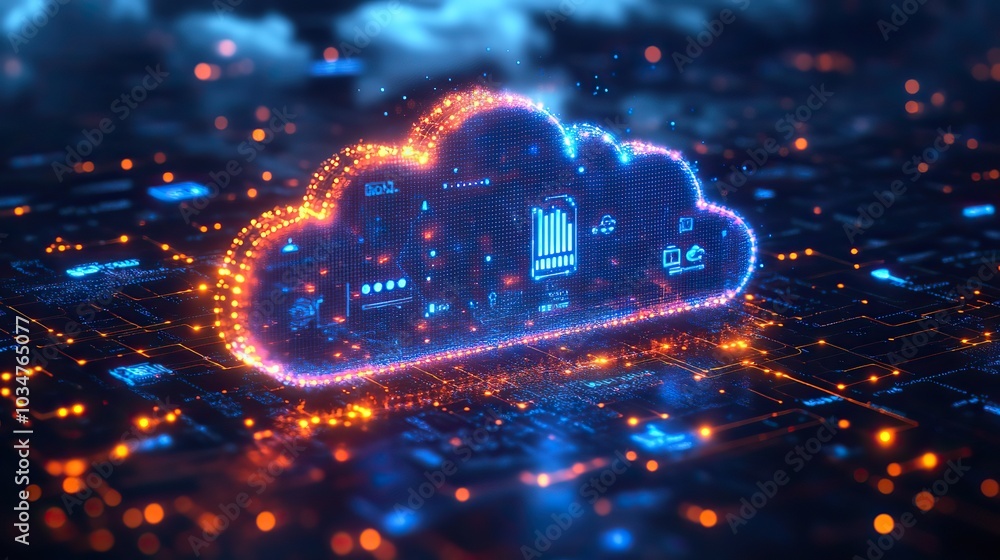 Poster cloud api integration with clouds dat streams and digital connections symbolizing seamless dat excha