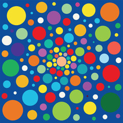 Festival brite colorful dot background, different many colors,navy blue background.