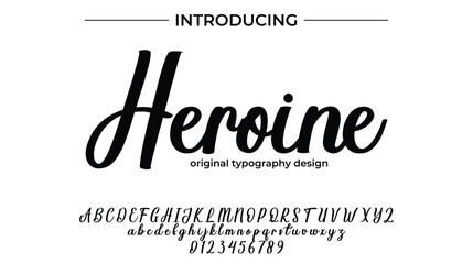 Heroine Font Stylish brush painted an uppercase vector letters, alphabet, typeface