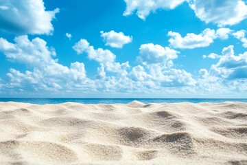 White sand beach with blue sky and clouds. (1)