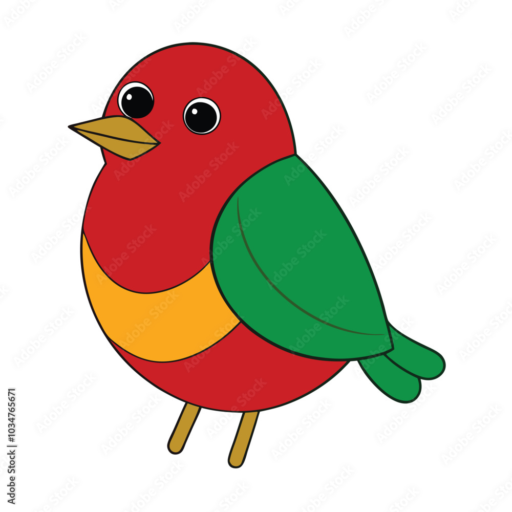 Sticker Christmas Cute Robin Vector.