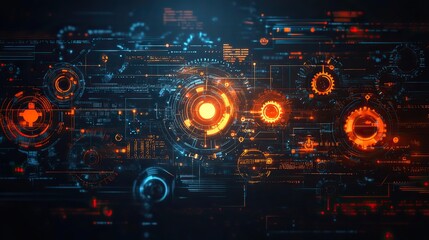 Fototapeta premium programming function concept with machine cogs and wheels doodle style representing code mechanics and algorithm processes.image