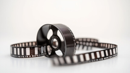 Retro 35mm film roll isolated on white background, perfect for vintage photo or movie projects