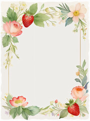 Soft watercolor floral wedding card with blank center.