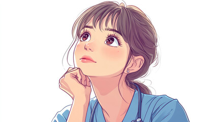 Young female nurse, cute style, cartoon pattern illustration