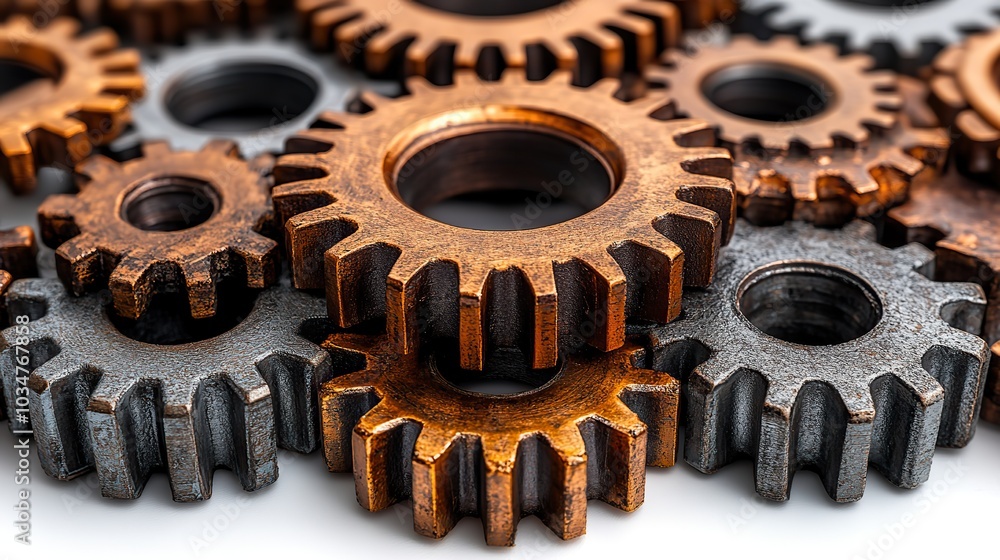 Aufkleber intricate mechanical gears interlocking symbolizing teamwork effective work processes and collaborat