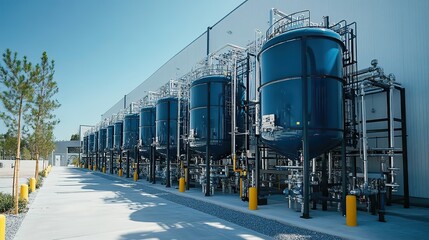 Obraz premium modern industrial wastewater treatment plant with advanced purification systems ensuring water is clean and safe for reuse.image