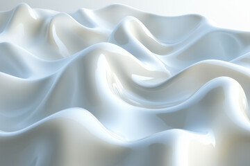 Abstract 3D Rendering of Smooth Waves on White Background for Futuristic Design Posters and Banners