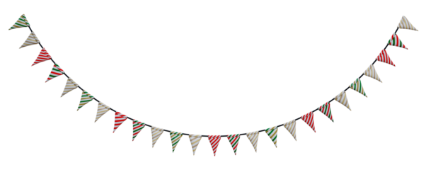 Carnival garland with christmas flags decoration for the day of the holiday, greeting card, invitation, design decoration, celebration, fair and festival element. Party Flags Garland Isolated