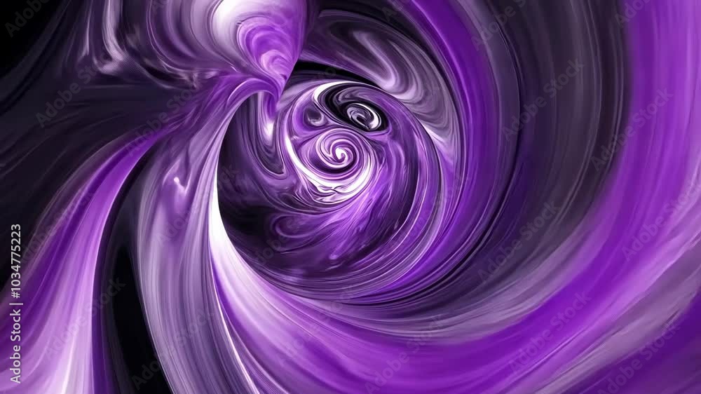 Poster purple and white paint swirl together, creating a mesmerizing abstract pattern