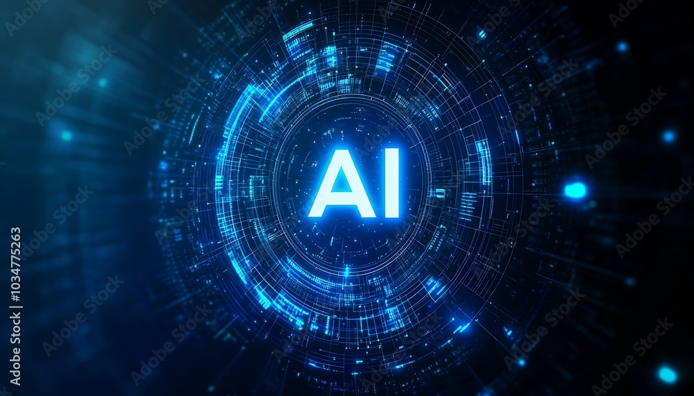 Poster blue gradient background, digital technology-style : generative ai