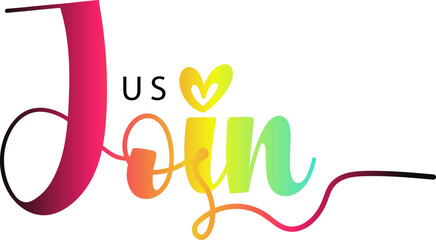 join us text, Join us. Modern calligraphy. Handwritten text, gradient text vector