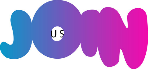 join us text, Join us. Modern calligraphy. Handwritten text, gradient text vector