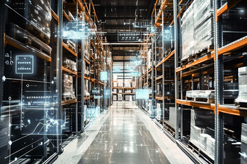 Fototapeta premium Smart Warehouse Management with IoT Devices for Predictive Maintenance and Efficient Operations