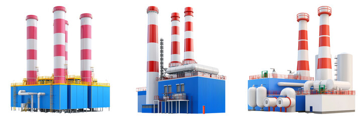 Obraz premium Industrial Power Plant Infrastructure Isolated on Transparent Background