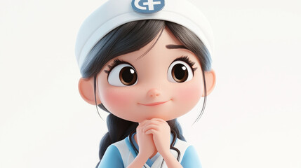 Young female nurse, cute style, cartoon pattern illustration