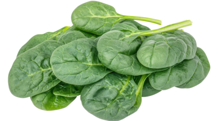 Fresh Baby Spinach Leaves Arranged on a Transparent Background Generative AI