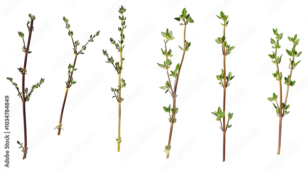 Poster fresh thyme branches arranged on a transparent background generative ai