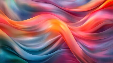 Flowing ribbons of soft color intertwining in gentle swirling motion creating dynamic calmness