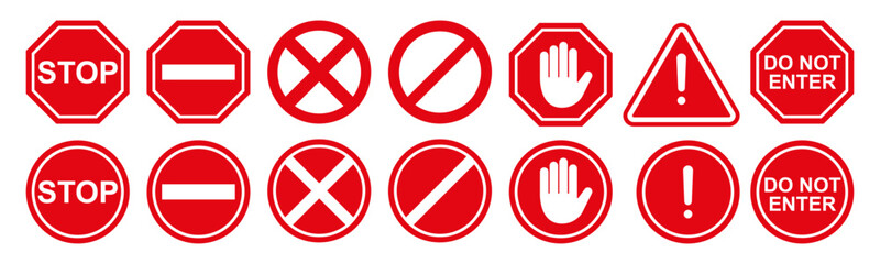 set de señaléticas de stop de advertencia - Vector de stock