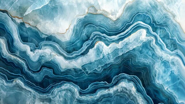 This is a close-up image of blue and white agate with thin veins of gold