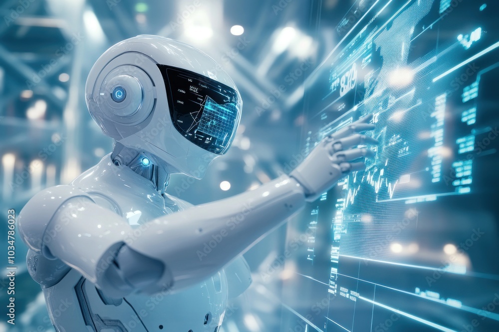 Poster robot interacting with data