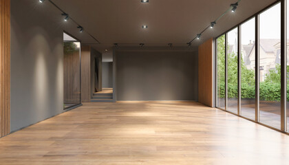 3d rendering of an empty apartment, vacant modern room - modern architecture.