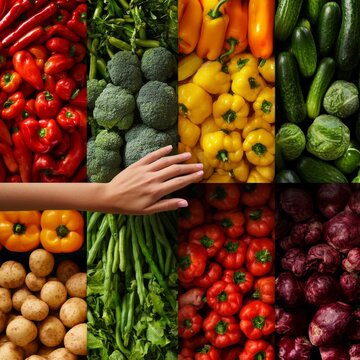 Hand chooses healthy veggies at store.