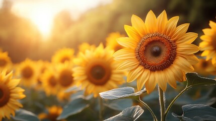 Obraz premium Bright Sunflowers Border on Light Wooden Background for Creative Design Projects, Invitations, and More