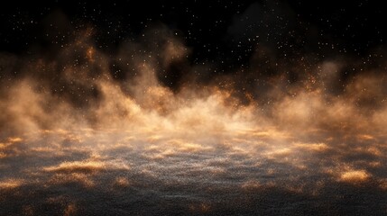 Obraz premium Golden Dust Particles in Dark Background